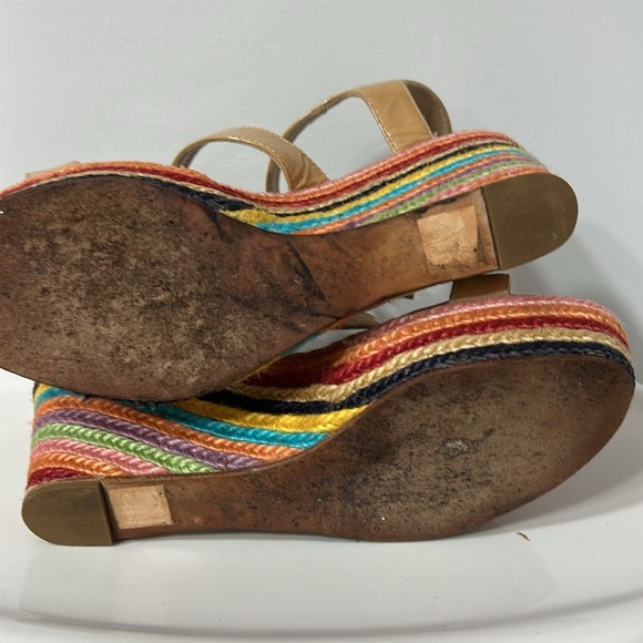 Kate Spade Striped Espadrilles patent leather high heeled sandals size 9 - Picture 9 of 12